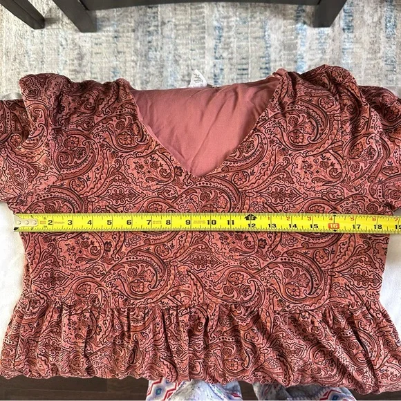 Lucky Brand Paisley Boho Babydoll Dress Small Long Sleeve Tiered - Picture 9 of 11